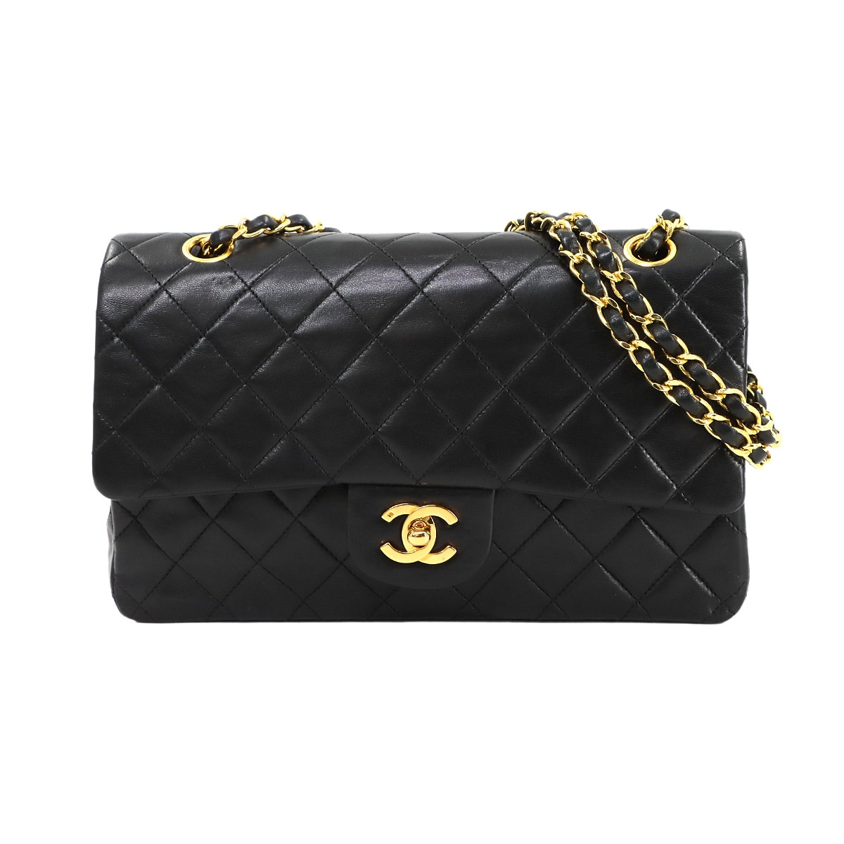 CHANEL マトラッセ 25 チェーン ショルダー バッグ ラムスキン ブラック A01112 ゴールド 金具 Matelasse Bag シャネル 90308442