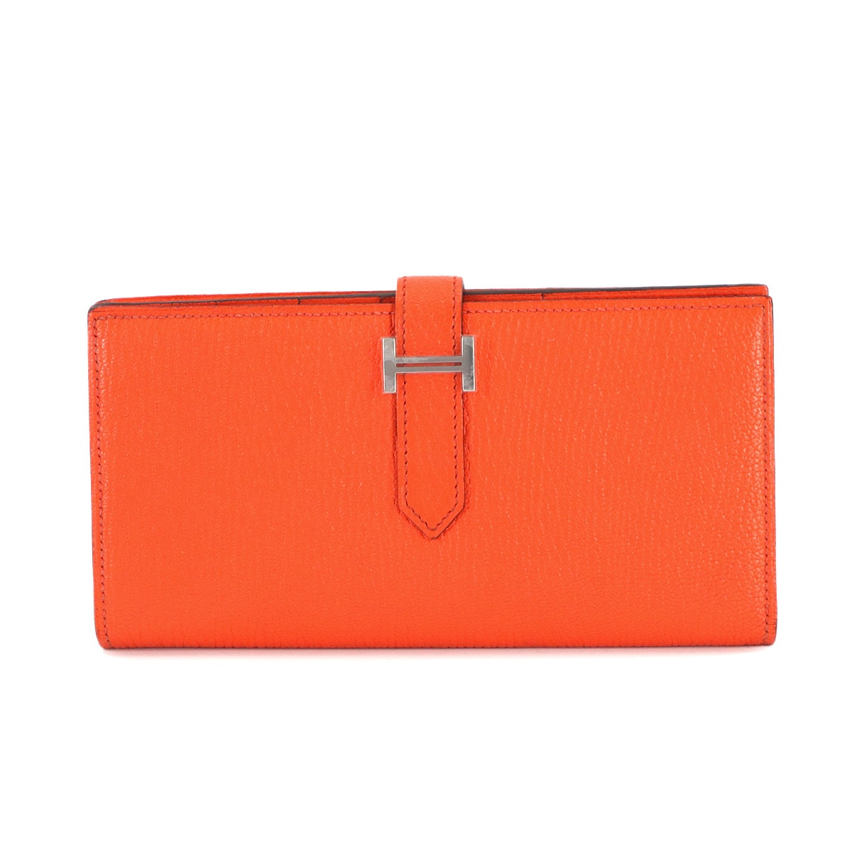 HERMES ベアンスフレ 二つ折り 長財布 シェーブル カプシーヌ A刻印 シルバー 金具 Bearn Soufflet Wallet エルメス 90309968