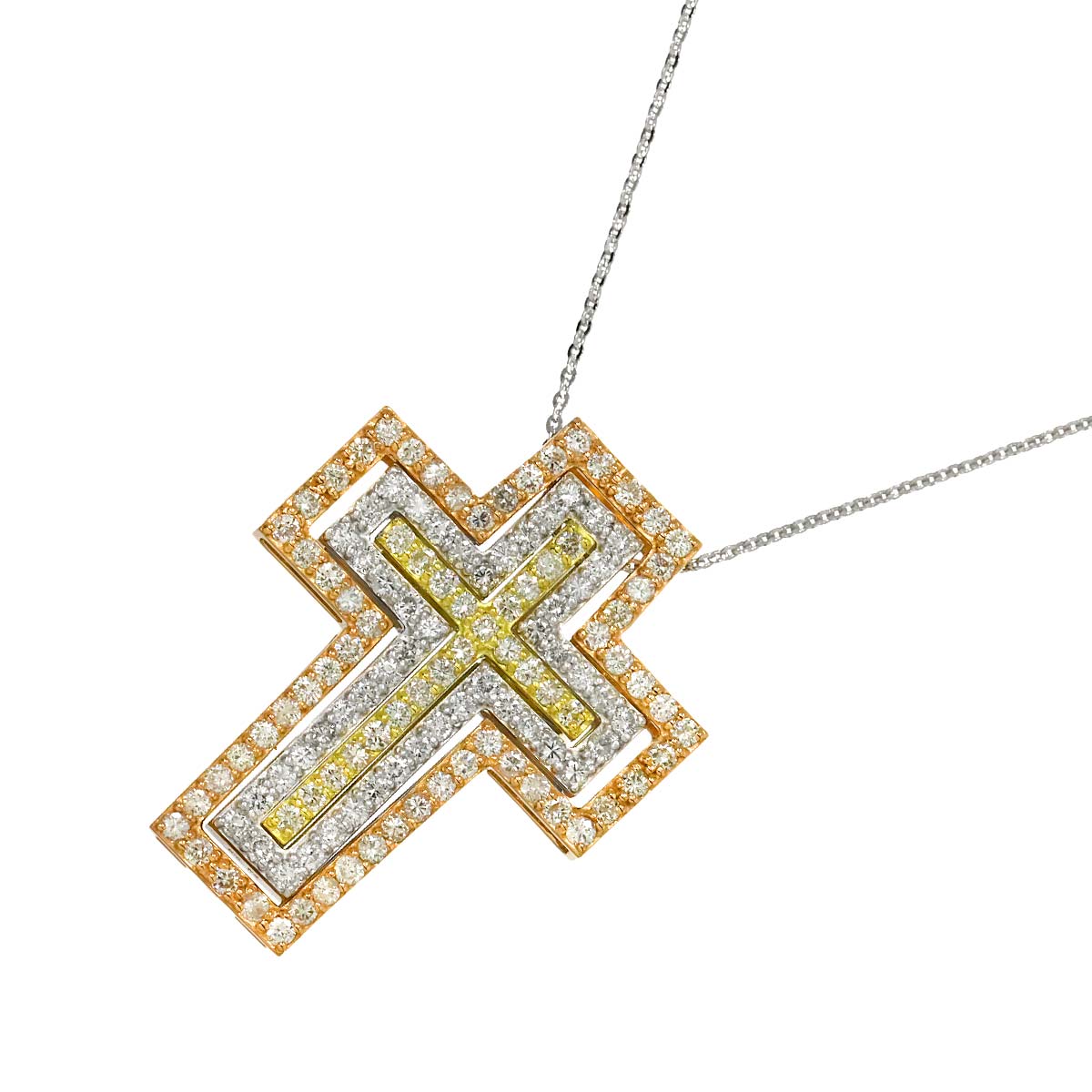 ダイヤ 1.90ct ネックレス 45cm K18 PG WG YG ピンクゴールド 750 Diamond Necklace 90308689