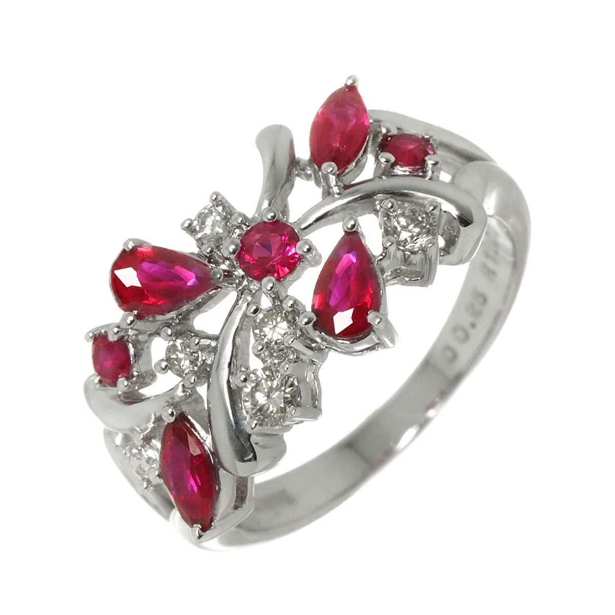 リング 13号 ルビー 1.20ct ダイヤ 0.25ct K18 WG ホワイトゴールド 750 指輪 Ruby Ring 90309503