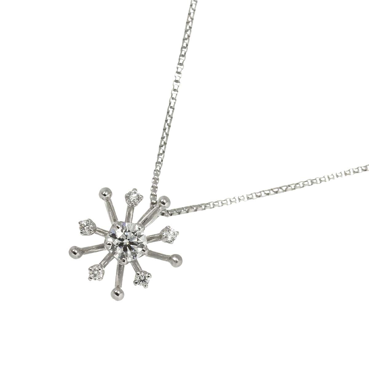 TASAKI ダイヤ 0.32ct ネックレス 45cm K18 WG ホワイトゴールド 750 田崎真珠 花 Necklace タサキ 90308124