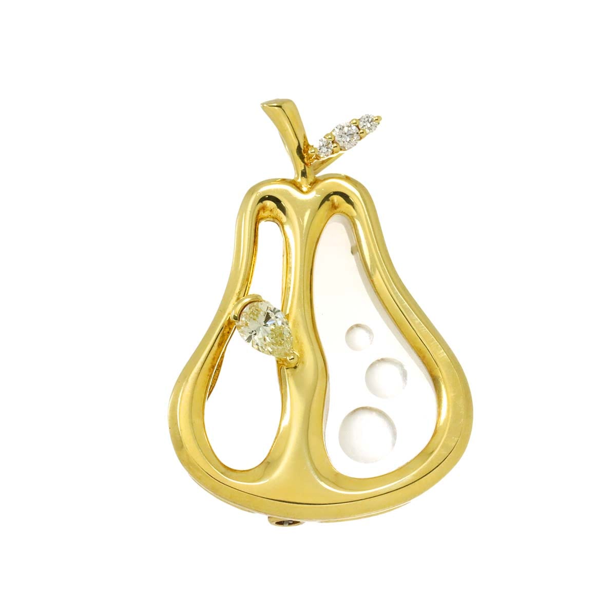 TASAKI タサキ ダイヤ 0.30/0.06ct クォーツ  ブローチ K18 YG イエローゴールド 750 梨 田崎真珠 Brooch タサキ 90308913