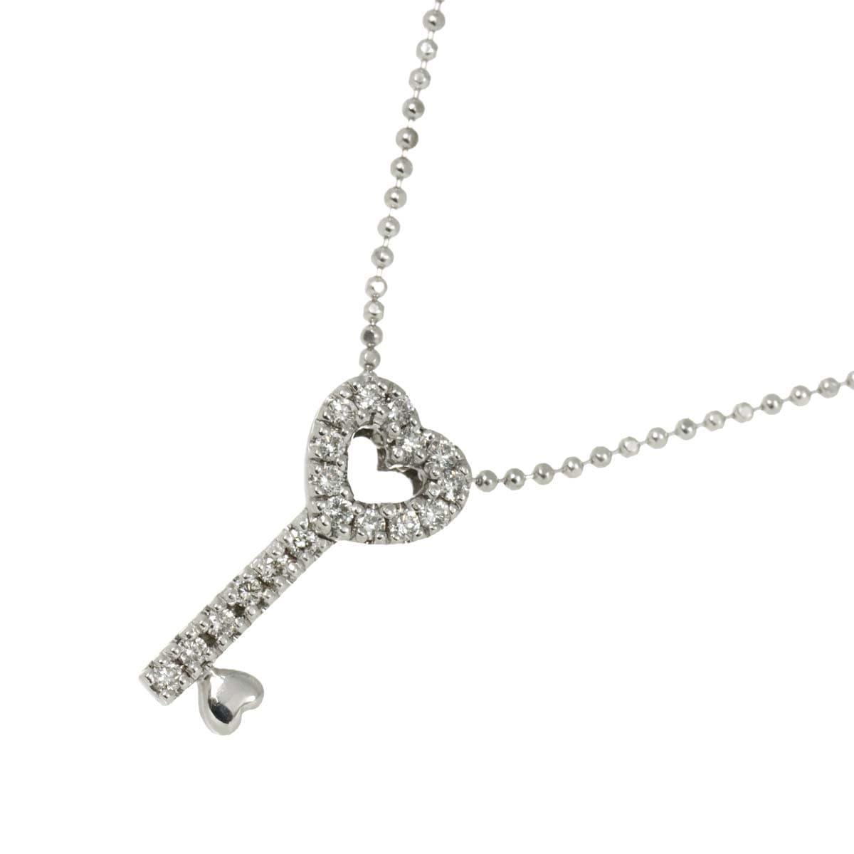 Ponte Vecchio ハート キー ダイヤ 0.18ct ネックレス 40cm K18 WG ホワイトゴールド 750 Diamond Necklace ポンテヴェキオ 90309442