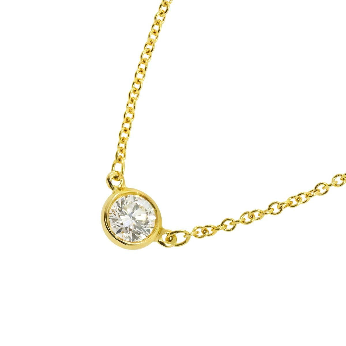 TIFFANY&CO. バイザヤード ダイヤ 1P ネックレス 41cm K18 YG イエローゴールド 750 By The Yard Necklace ティファニー 90310435
