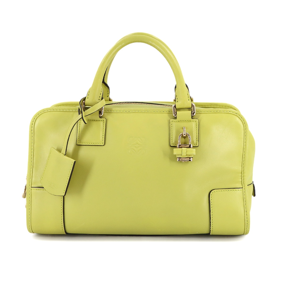 LOEWE アマソナ 28 ハンド バッグ レザー ライム ライトグリーン ゴールド 金具 Amazona 28 ロエベ 90308285