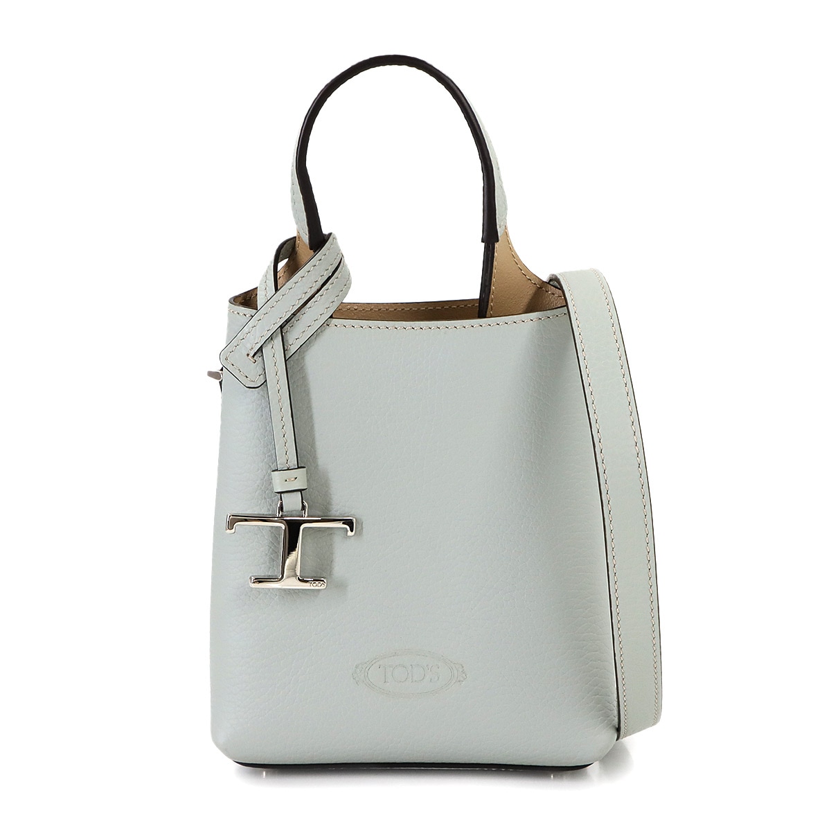 TOD'S Tタイムレス マイクロ 2way ハンド ショルダー バッグ レザー ブルーグレー シルバー 金具 XBWAPAT9000QRI Micro Bag トッズ 90309244