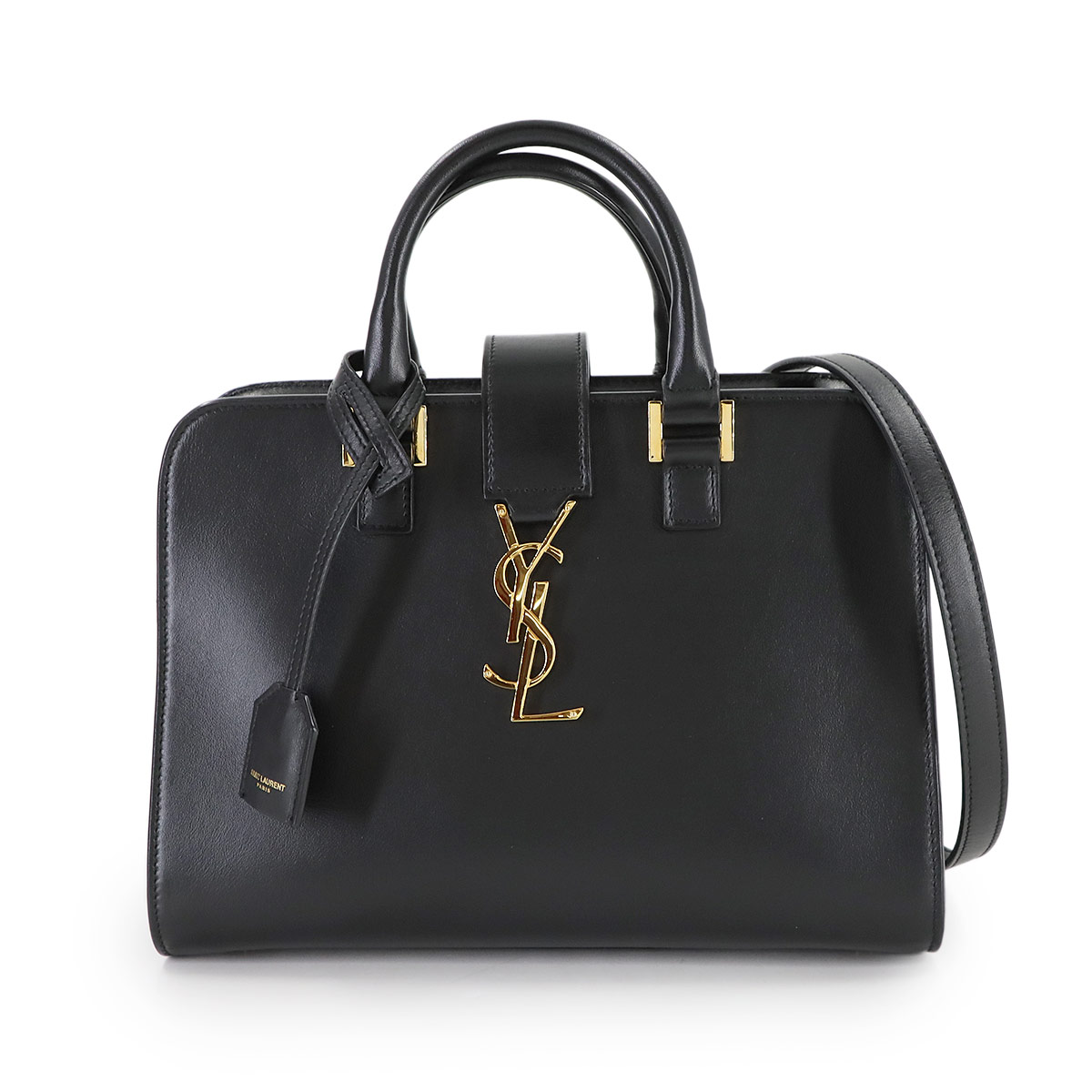 SAINT LAURENT ベイビー カバス 2way ハンド ショルダー バッグ レザー ブラック 568853 Baby Cabas サンローラン 90309278