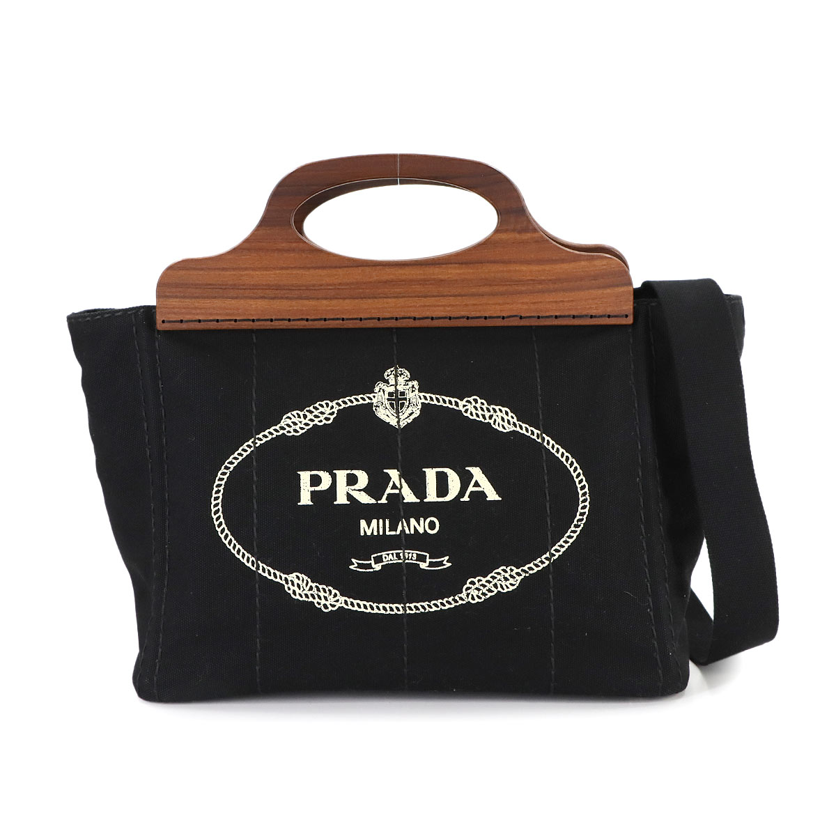 PRADA カナパ 2way ハンド ショルダー バッグ キャンバス ネロ ブラック 1BG350 シルバー 金具 Canapa プラダ 90309282