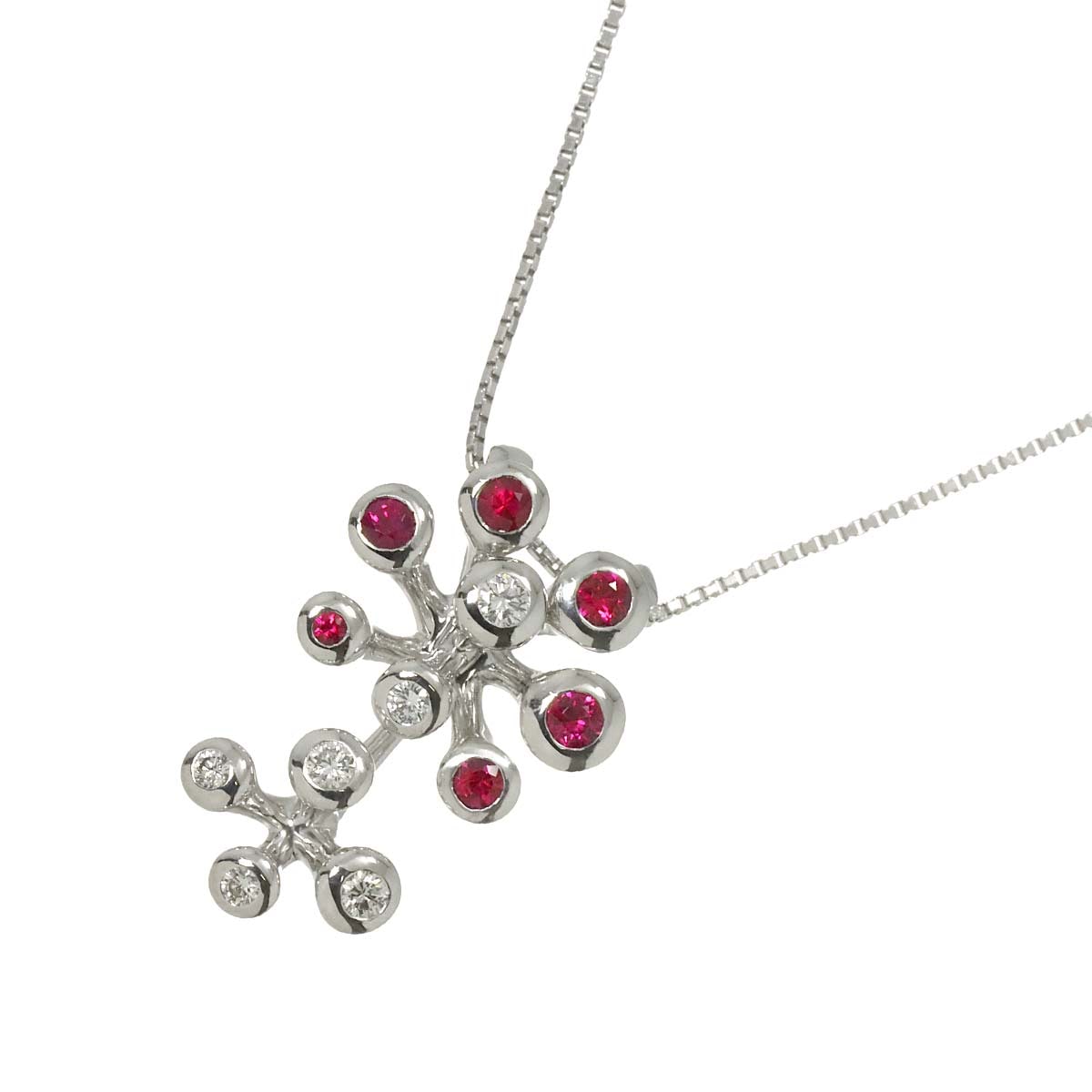 ルビー 0.48ct ダイヤ 0.25ct ネックレス 45cm K18 WG ホワイトゴールド 750 【ソーティング付き】 Ruby Necklace 90309417