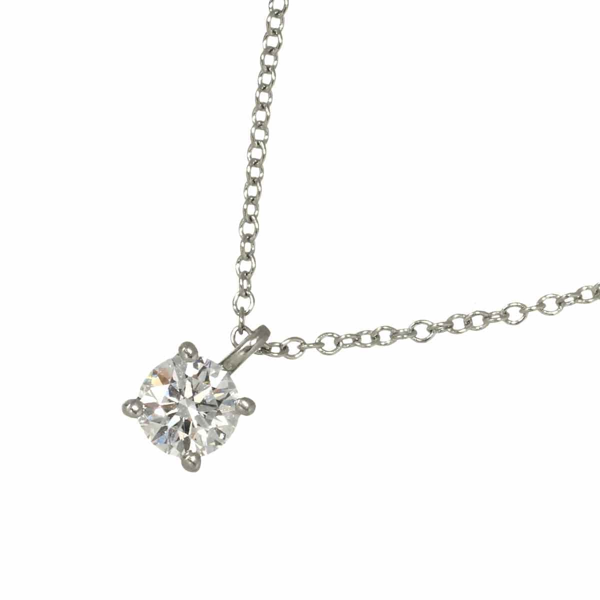 TIFFANY&CO. ソリティア ダイヤ ネックレス 42cm Pt プラチナ Diamond Necklace ティファニー 90310674