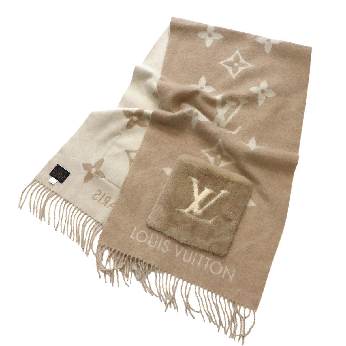 LOUIS VUITTON マフラー コールド レイキャビック カシミヤ 100% ベージュ M74354 Cold Reykjavik Scarf ルイ ヴィトン 90309230