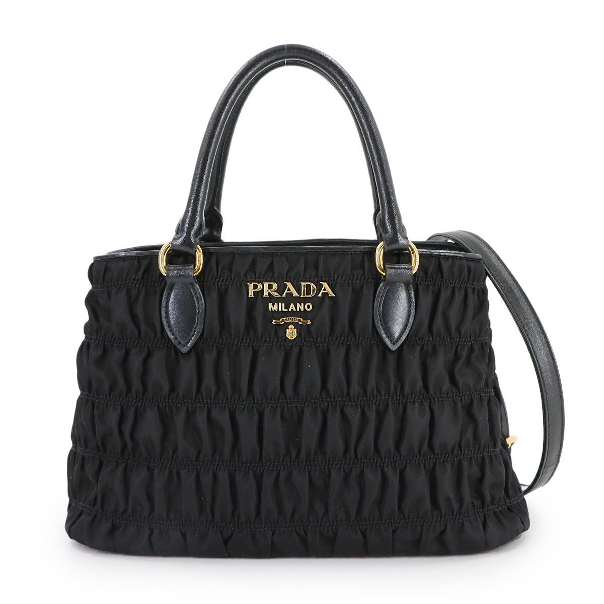 PRADA 2way ハンド ショルダー バッグ ナイロン レザー ネロ ブラック 1BA173 Hand Shoulder Bag プラダ 90309234
