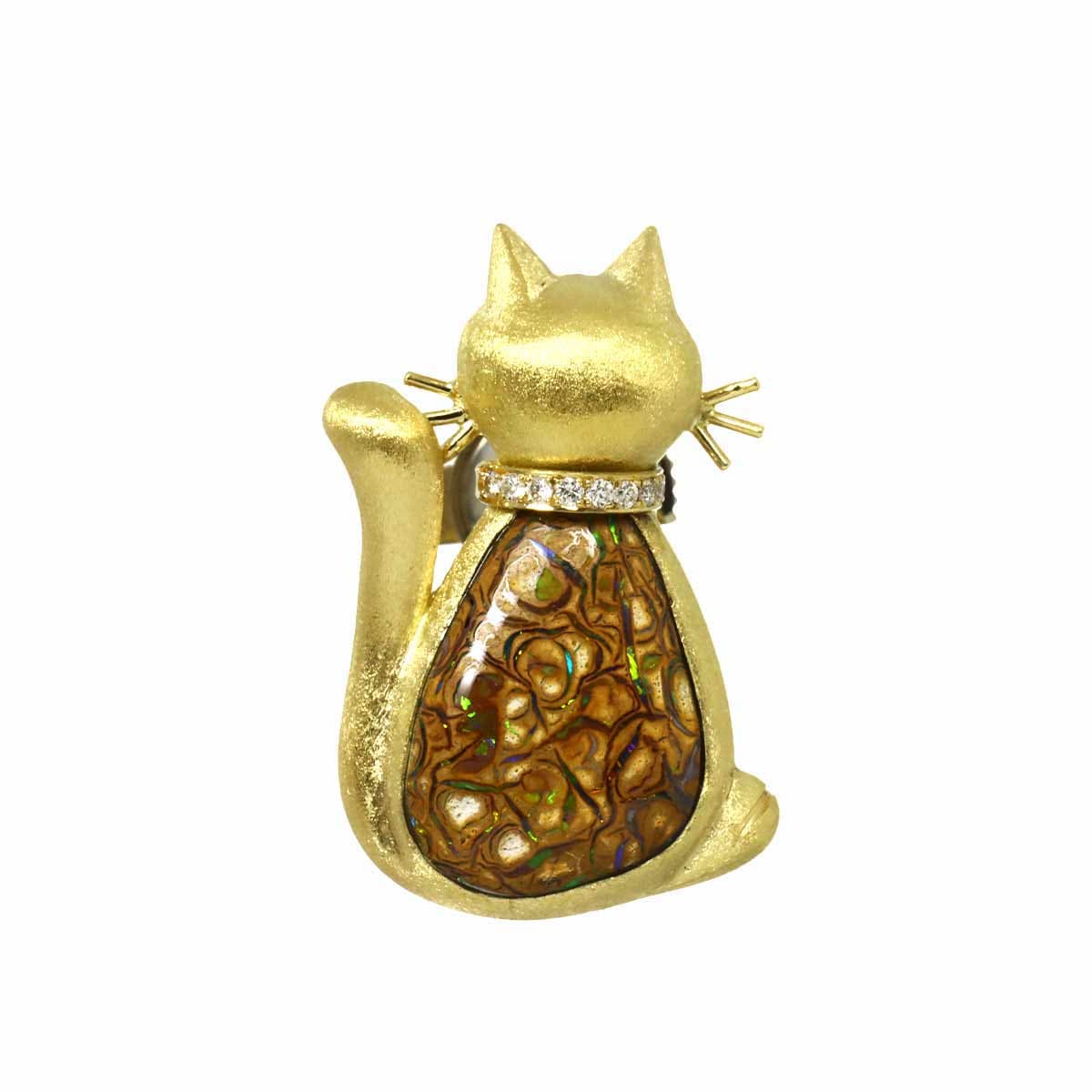 オパール 4.23ct ダイヤ 0.06ct ブローチ K18 YG イエローゴールド 750 Opal Brooch 90309383