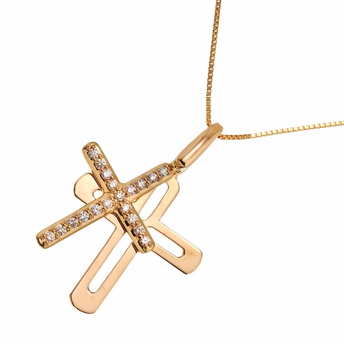 ダイヤ 0.20ct ネックレス 45cm K18 PG ピンクゴールド 750 Diamond Necklace 90309385