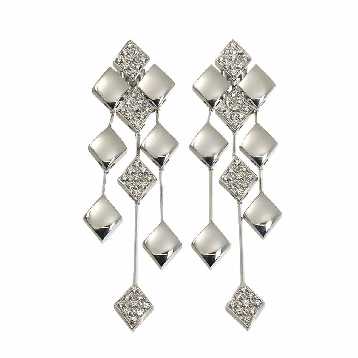 CHANEL マトラッセ ダイヤ ピアス K18 WG ホワイトゴールド 750 Materasse Diamond Earrings Pierced シャネル 90309400