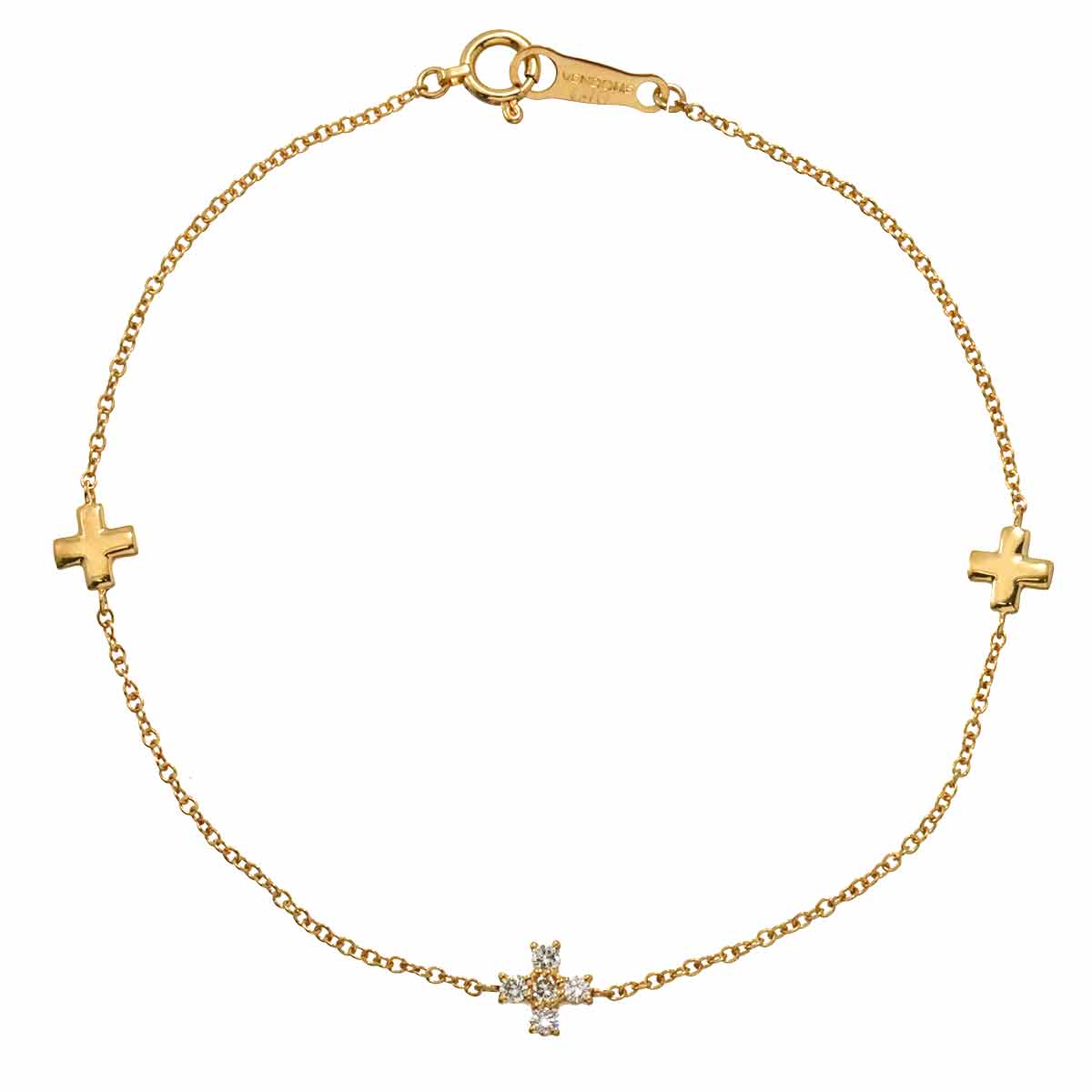 VENDOME ダイヤ 0.10ct ブレスレット 17.5cm K18 YG イエローゴールド 750 Diamond Bracelet ヴァンドーム 90310388