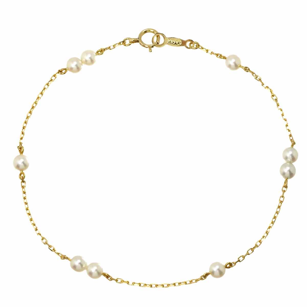 MIKIMOTO ベビーパール 3.6-3.5mm ブレスレット 18cm K18 YG イエローゴールド 750 真珠 Pearl Bracelet ミキモト 90310450