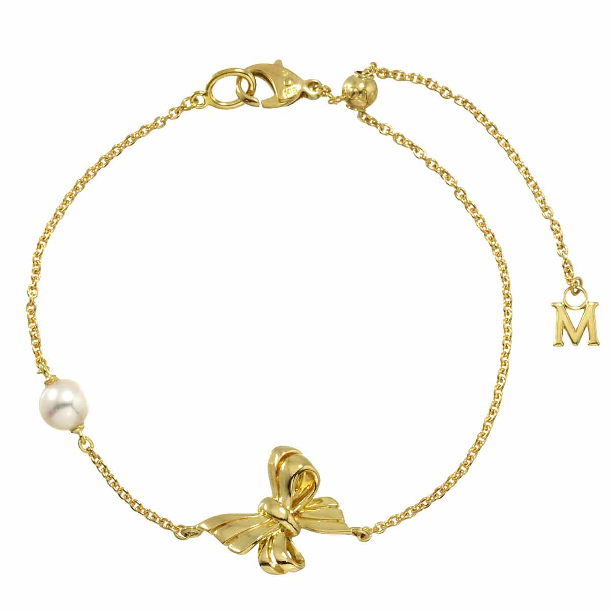 MIKIMOTO アコヤ真珠 5.2mm ブレスレット 18cm K18 YG イエローゴールド 750 パール リボン Akoya Pearl Bracelet ミキモト 90310818