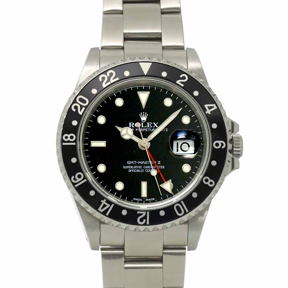 ROLEX GMTマスター2 16710 Y番 メンズ 腕時計 デイト ブラック オートマ 自動巻き ウォッチ GMT Master II ロレックス 90307614