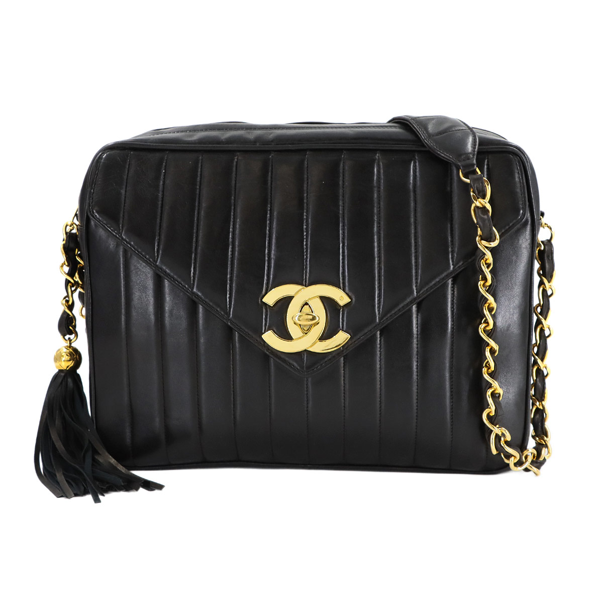 CHANEL マドモアゼル チェーン ショルダー バッグ ラムスキン ブラック ゴールド 金具 ヴィンテージ Mademoiselle Bag シャネル 90307161