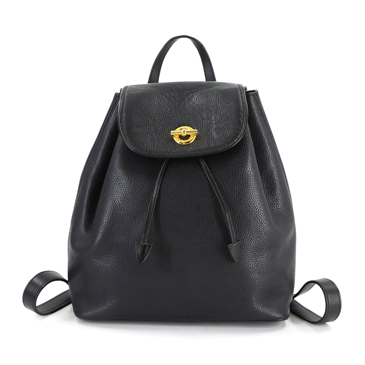 CELINE バックパック リュックサック レザー ブラック ゴールド 金具 ヴィンテージ Backpack セリーヌ 90307847
