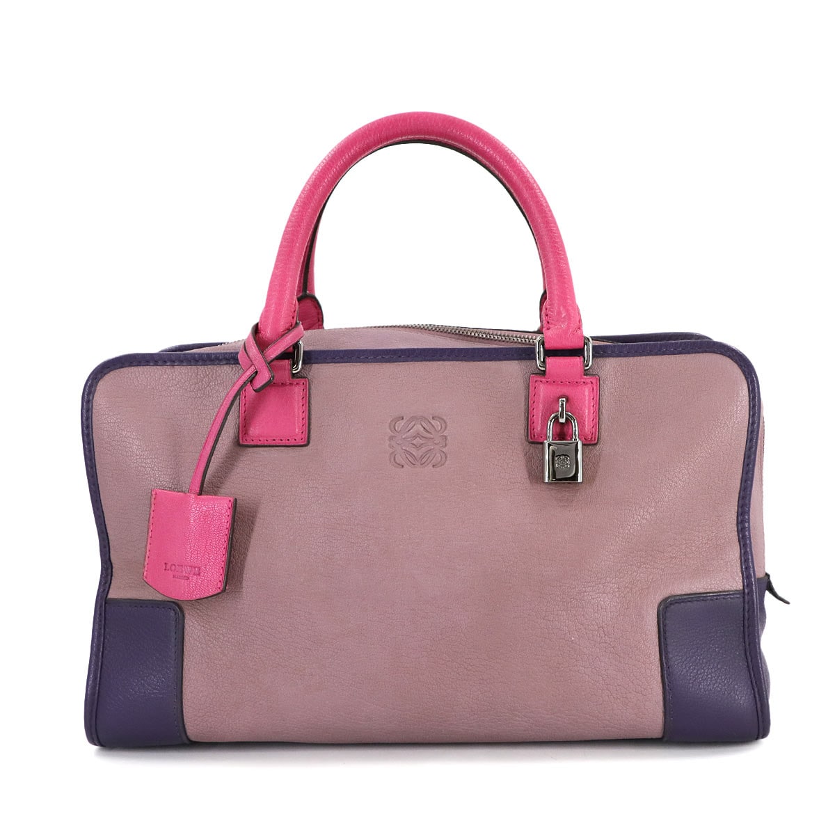 LOEWE アマソナ 36 ハンド バッグ レザー ピンク パープル 352.35AA22 シルバー 金具 Amazona 36 ロエベ 90309903