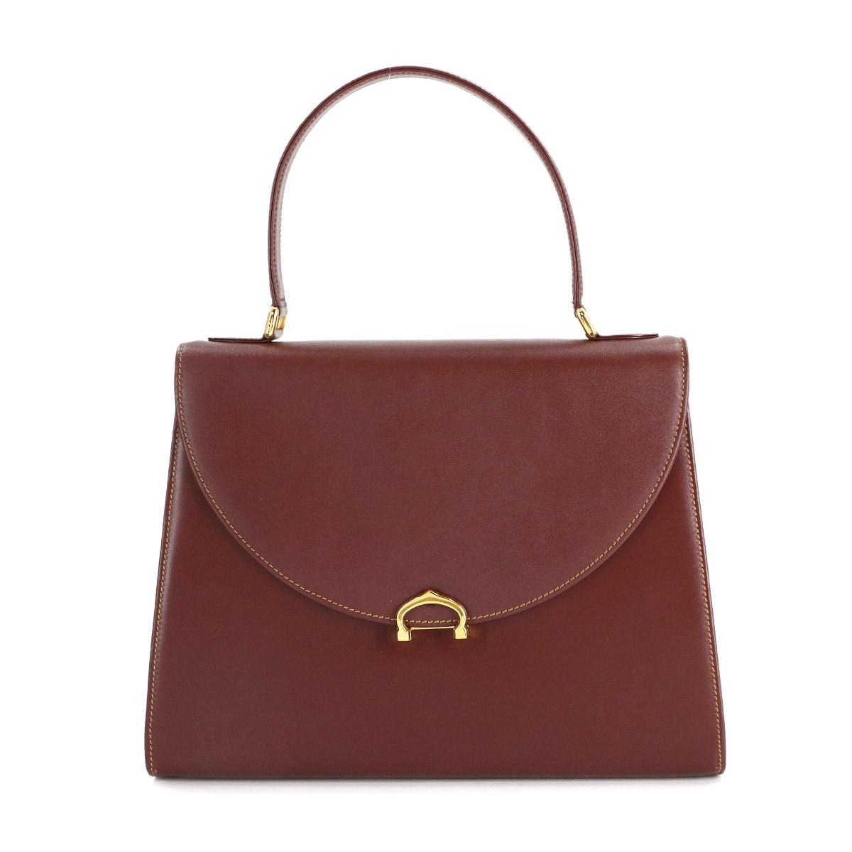 Cartier マストライン ハンド バッグ レザー ボルドー ゴールド 金具 Must Hand Bag カルティエ 90311149