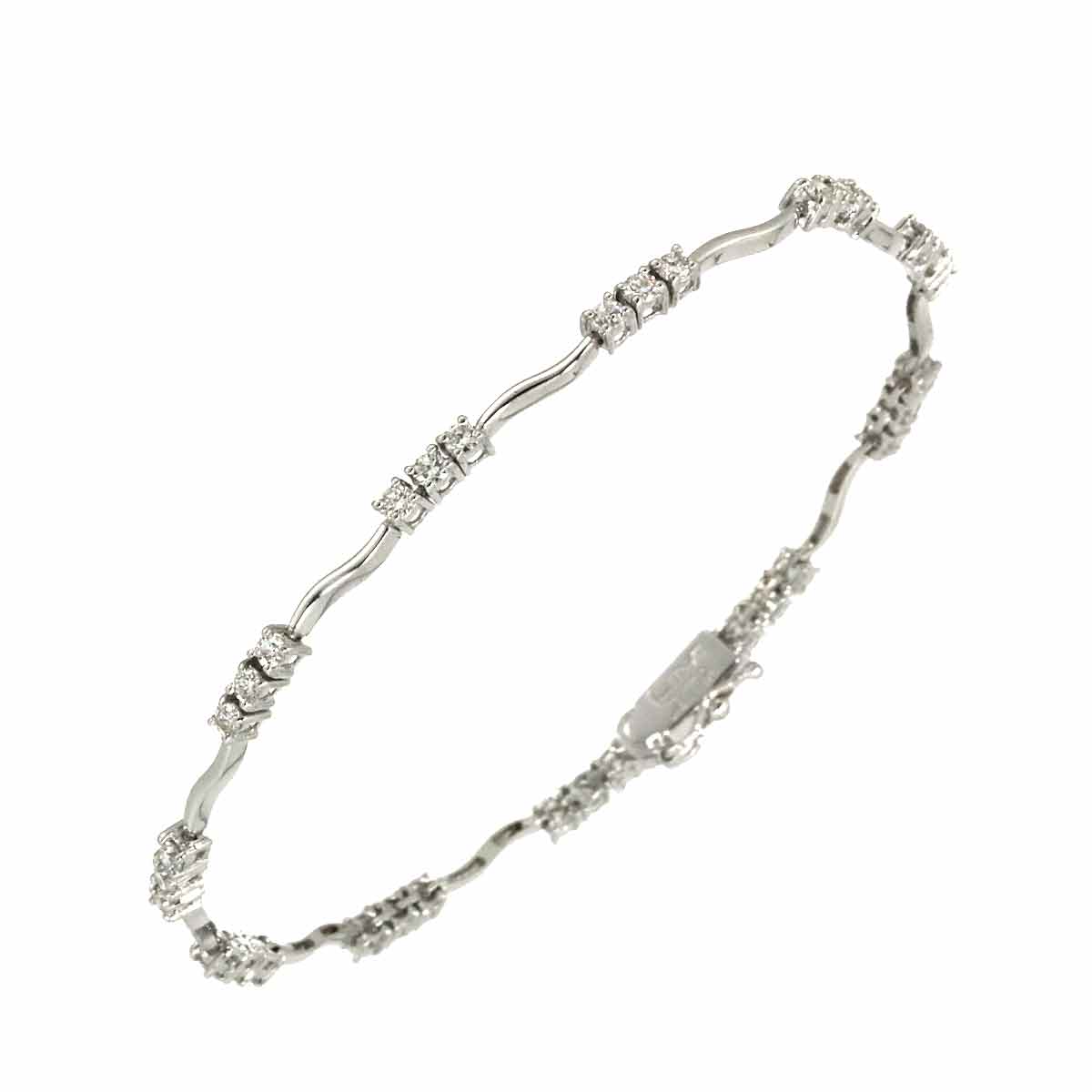 DE BEERS LINE ダイヤ 1.30ct ブレスレット 18cm K18 WG ホワイトゴールド 750 Diamond Bracelet デビアス ライン 90309391