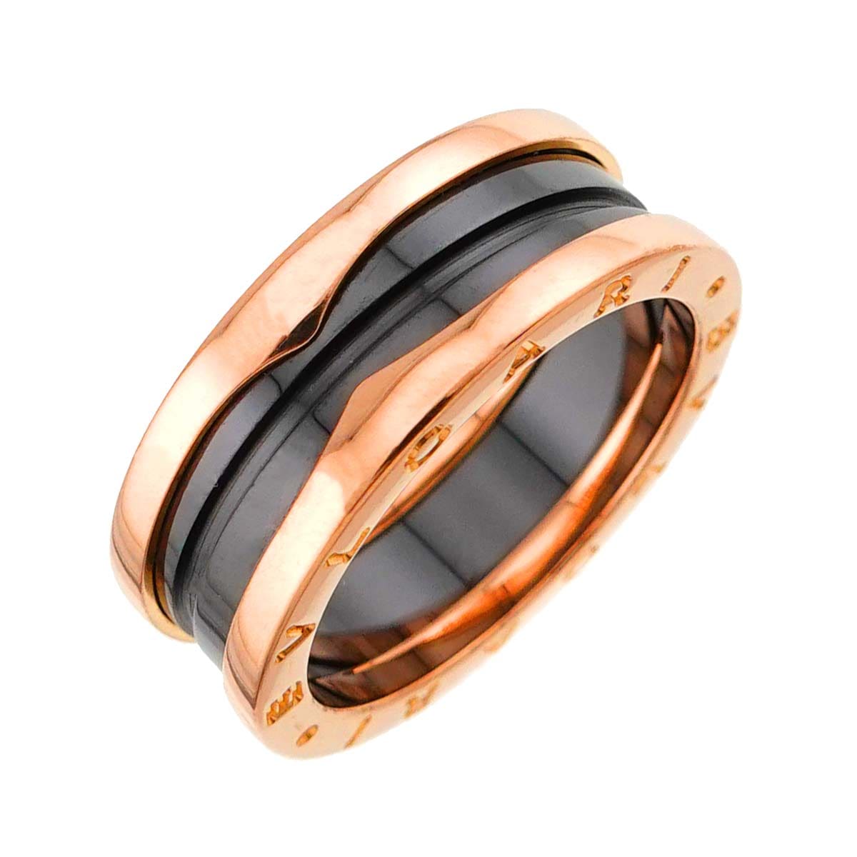 BVLGARI ビーゼロワン 2バンド #60 リング K18 PG ブラック セラミック ピンクゴールド 750 指輪 B-zero1 Ring【証明書付き】 ブルガリ 90310871