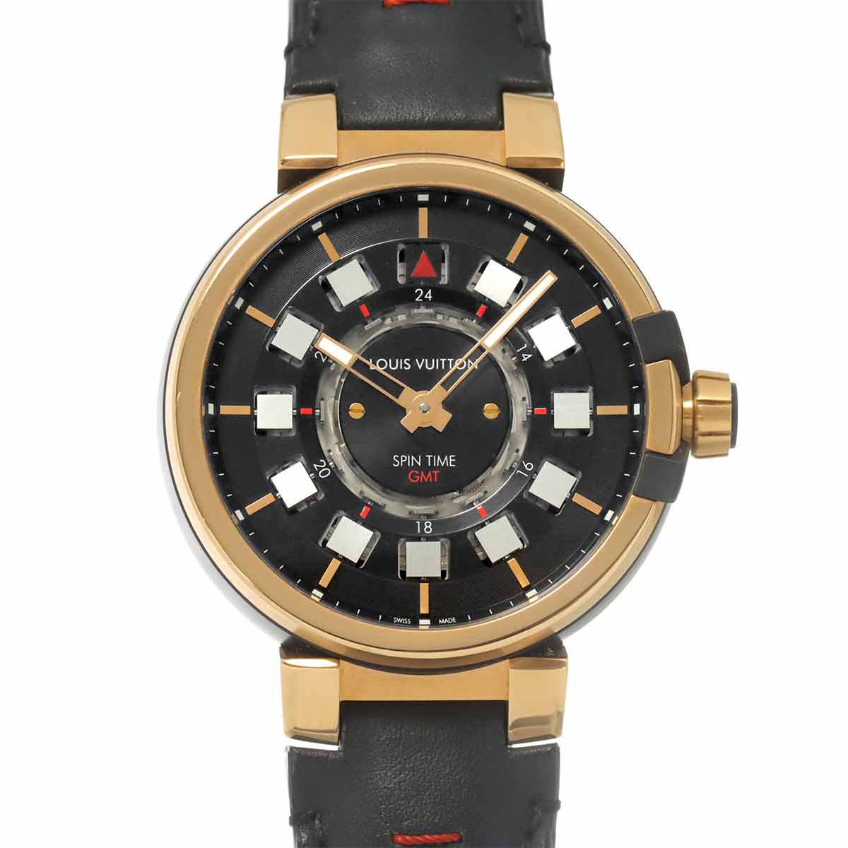 LOUIS VUITTON タンブール エボリューション スピンタイム GMT コンビ Q1BG1 メンズ 腕時計 ブラック K18PG ピンクゴールド オートマ 自動巻き Tambour ルイ ヴィトン 90313497