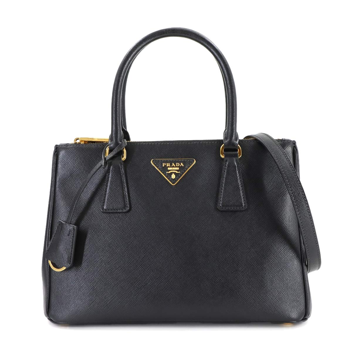 PRADA ガレリア ミディアム 2way ハンド ショルダー バッグ サフィアーノレザー ブラック 1BA863 ゴールド 金具 Galleria Bag プラダ 90309877