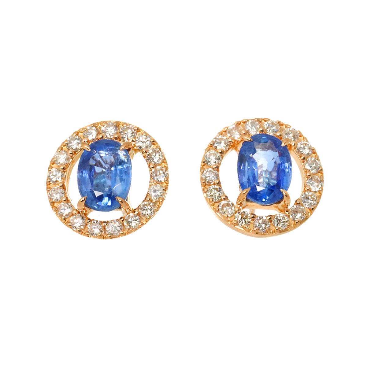 サファイヤ 1.08ct/1.05ct ダイヤ 0.28ct/0.28ct ピアス K18 PG ピンクゴールド 750 Sapphire Earrings Pierced 90310423