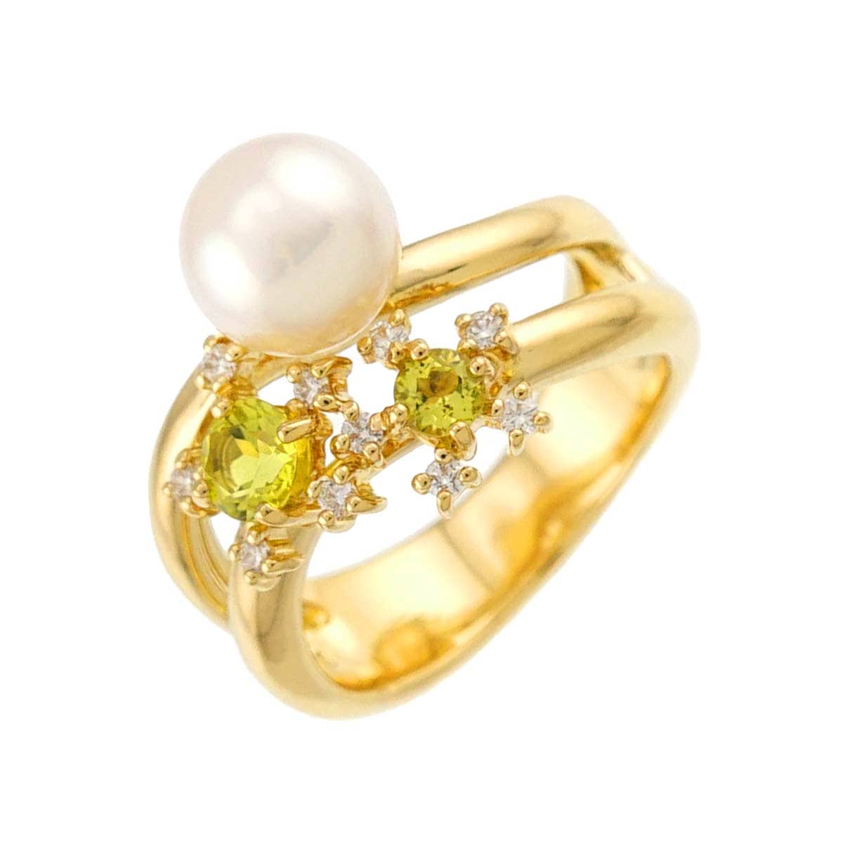 TASAKI 11号 リング アコヤ真珠 7.3mm ダイヤ 0.09ct サファイヤ K18 YG イエローゴールド 750 パール 指輪 田崎真珠 Ring タサキ 90310362