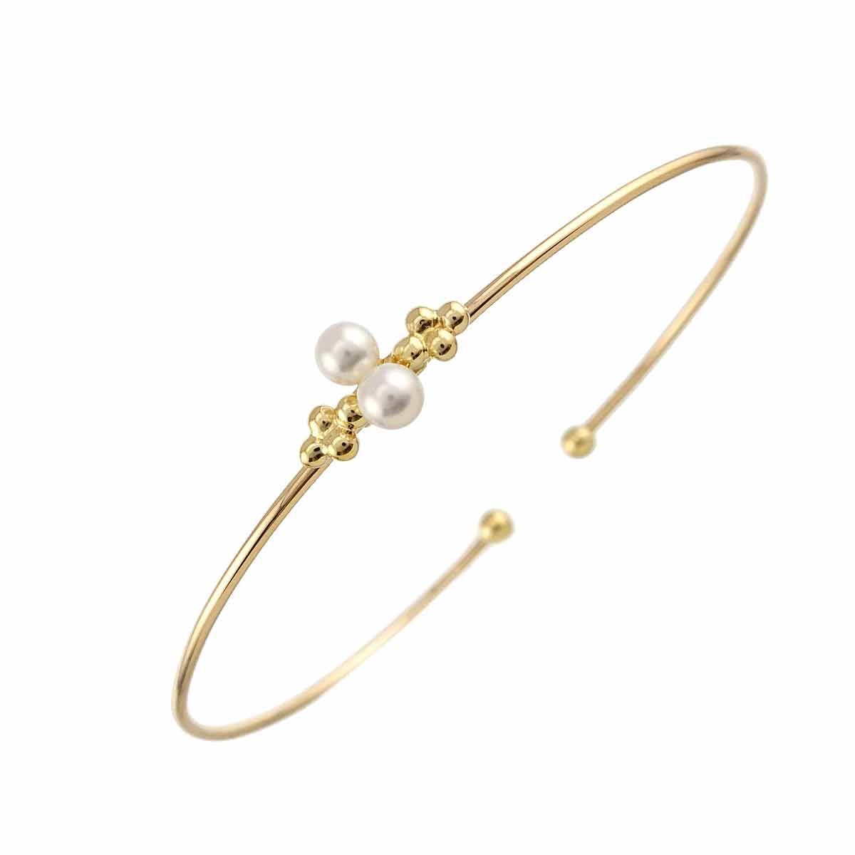 MIKIMOTO アコヤ真珠 3.8mm バングル ブレスレット 16cm K18 YG イエローゴールド 750 パール Akoya Pearl Bracelet ミキモト 90310449