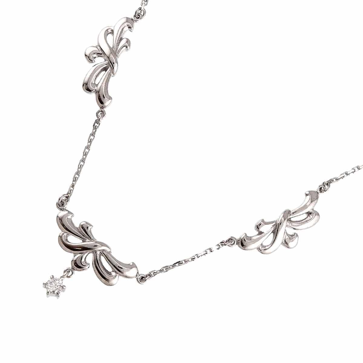 MIKIMOTO ダイヤ 0.10ct ネックレス 38cm K18 WG ホワイトゴールド 750 Diamond Necklace ミキモト 90310653
