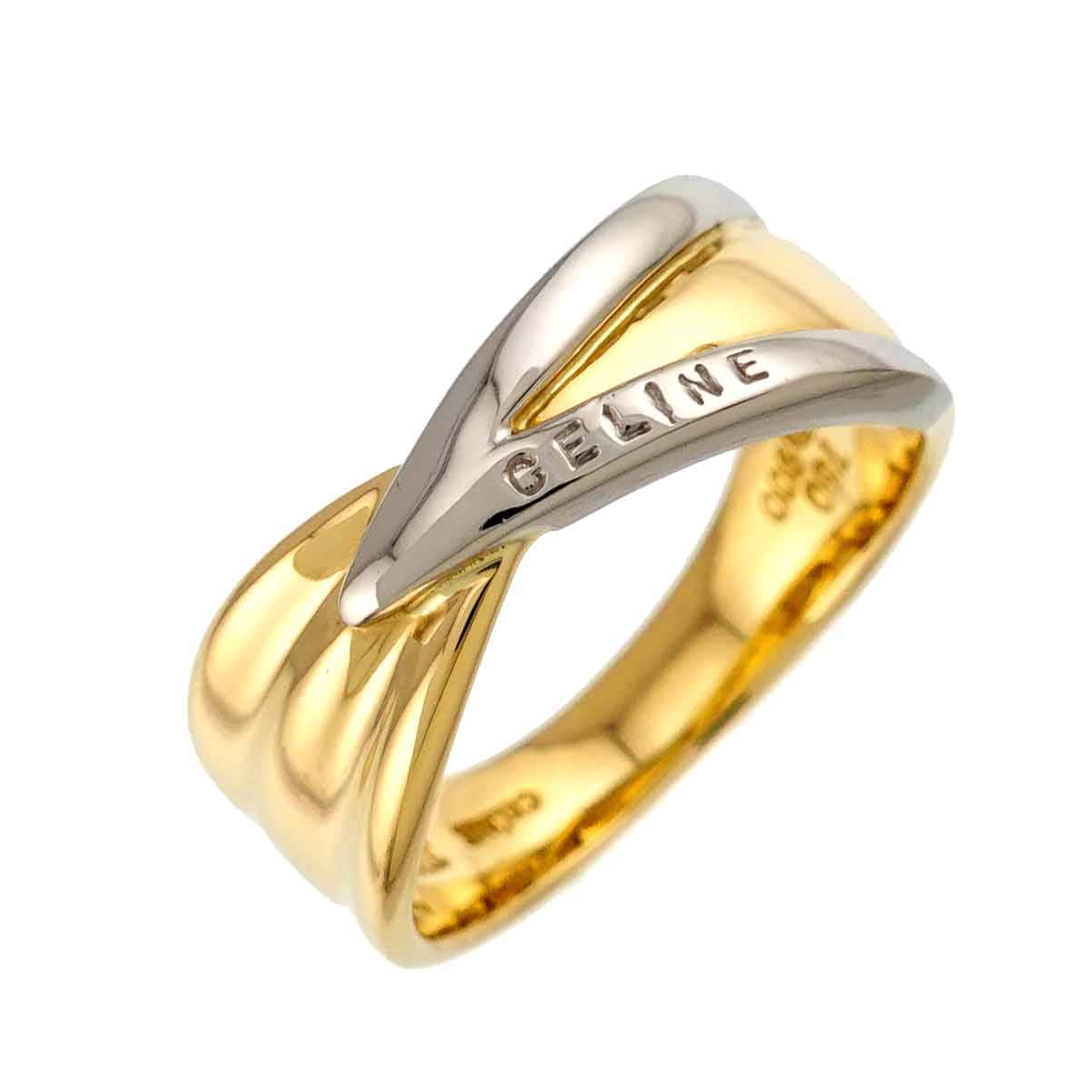 CELINE 12号 リング K18 YG イエローゴールド 750 Pt プラチナ 指輪 Ring セリーヌ 90311458