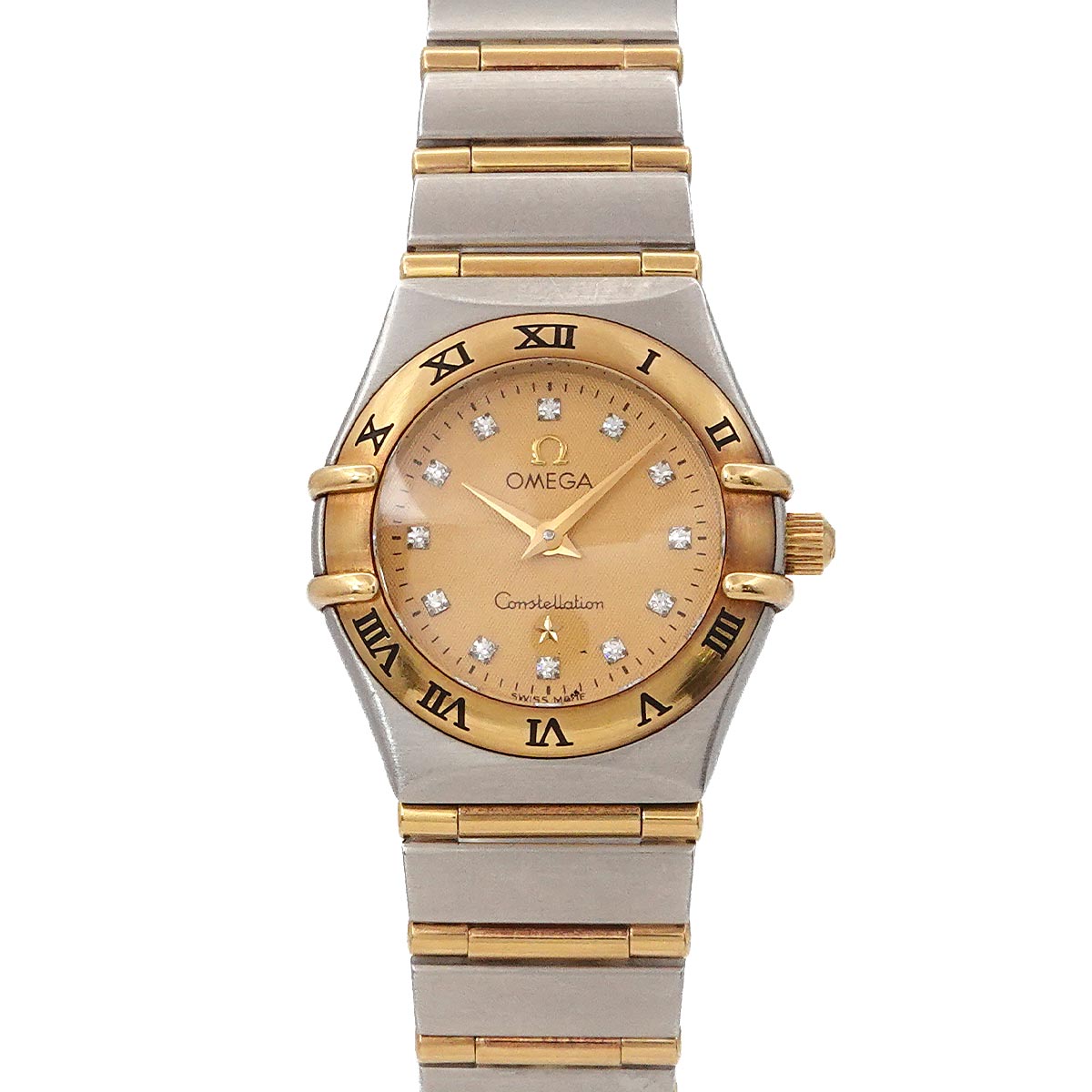 OMEGA コンステレーション ミニ コンビ 1262 15 レディース 腕時計 12P ダイヤモンド ゴールド YG クォーツ Constellation オメガ 90313903