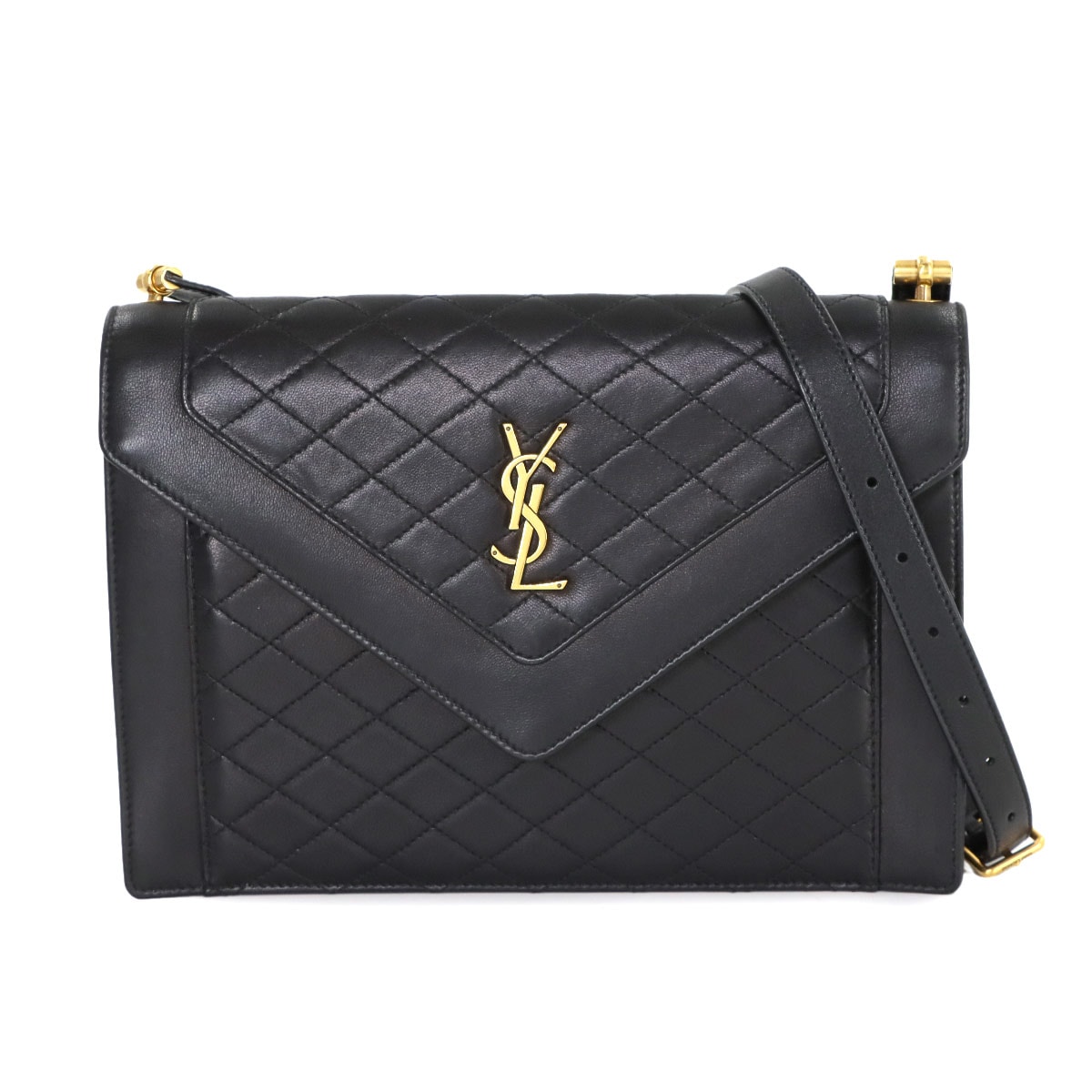 SAINT LAURENT ギャビー ショルダー バッグ レザー ブラック 668863 ゴールド 金具 Gaby Bag サンローラン 90308503
