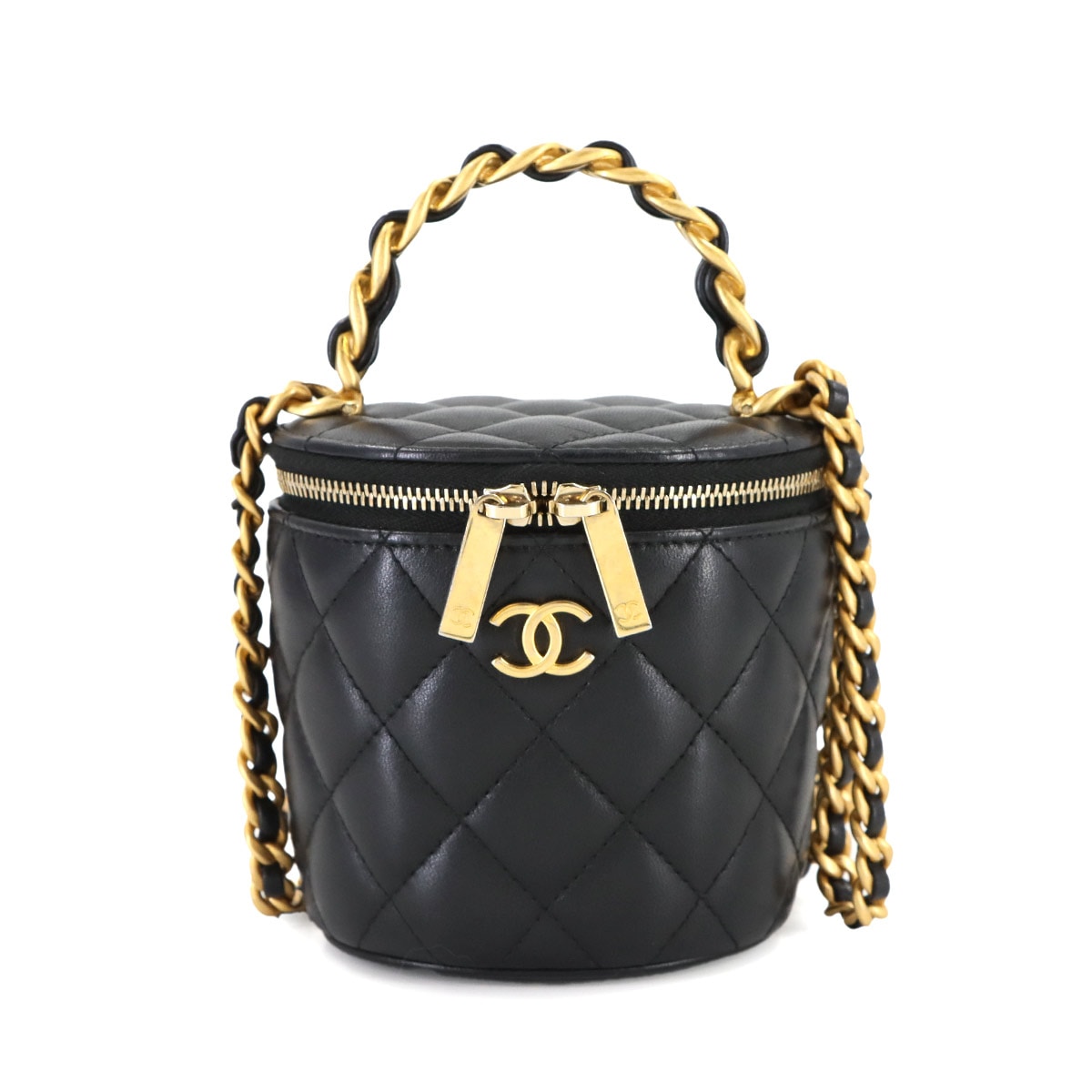 CHANEL マトラッセ バニティ 2way チェーン ハンド ショルダー バッグ ラムスキン ブラック Matelasse Vanity Bag シャネル 90310994
