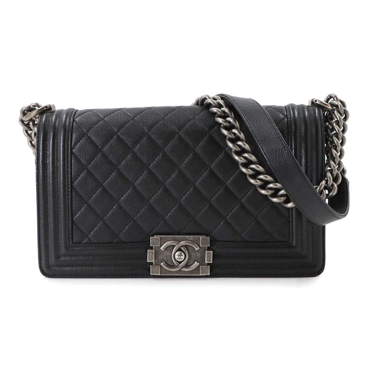 CHANEL ボーイシャネル チェーン ショルダー バッグ キャビアスキン ブラック A67086 シルバー 金具 Boy Chanel Bag シャネル 90312335