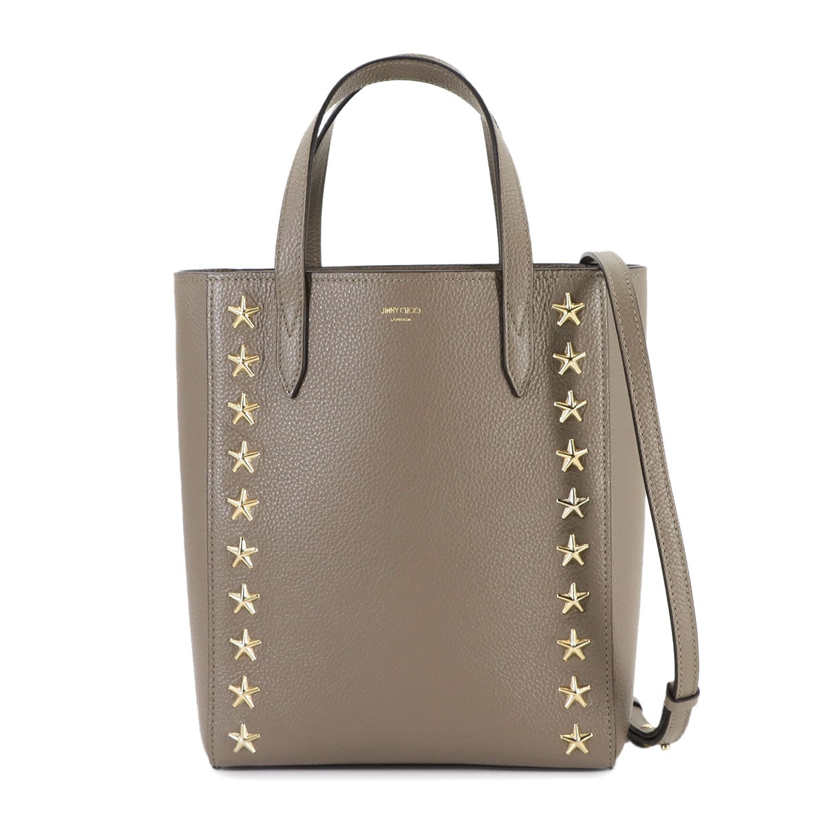 JIMMY CHOO ブリア 2way トート ショルダー バッグ レザー ベージュ スター スタッズ Pegasi ジミーチュウ 90312461