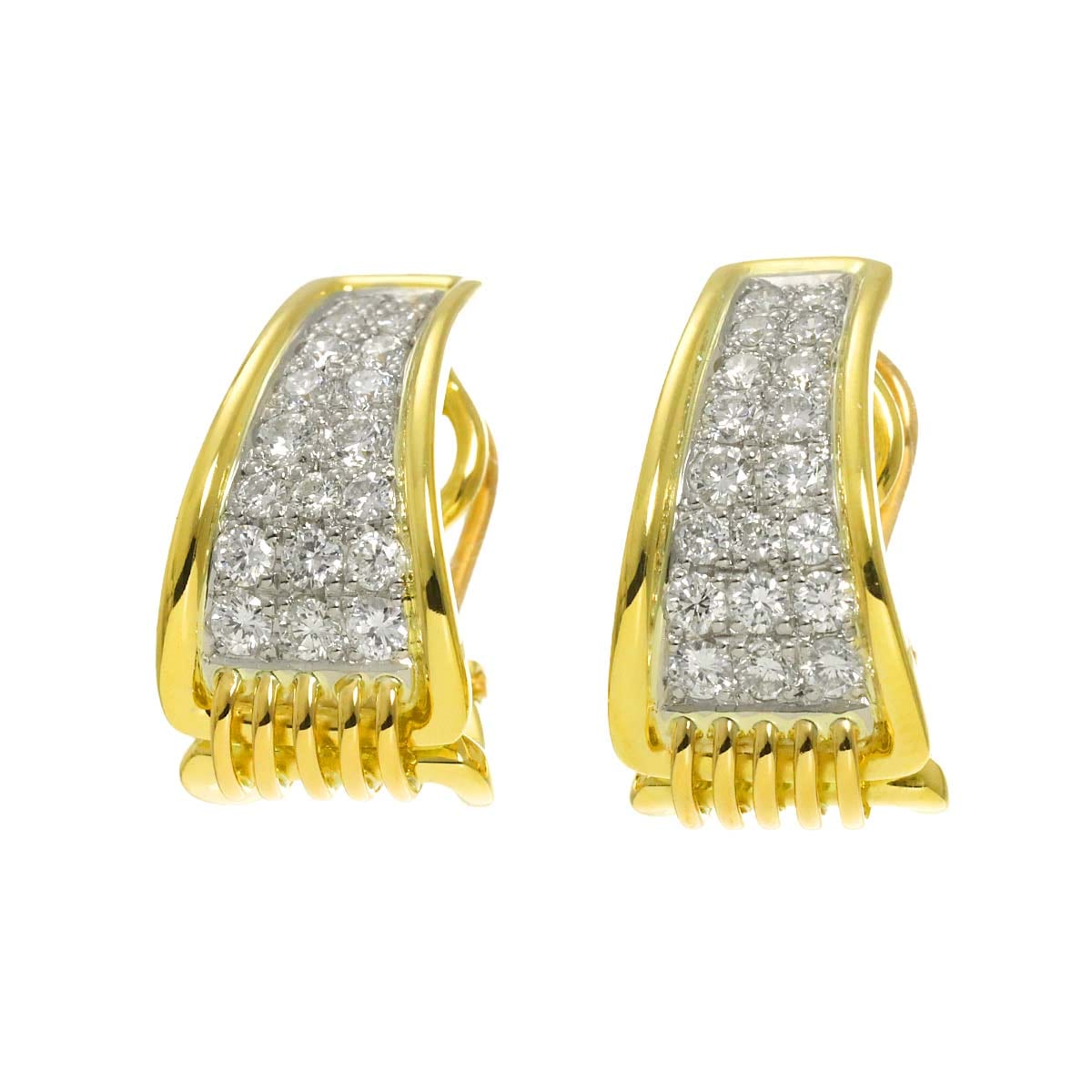 ダイヤ 0.63ct/0.63ct K18 YG Pt イヤリング イエローゴールド 750 プラチナ Diamond Earrings Clip-on 90310647