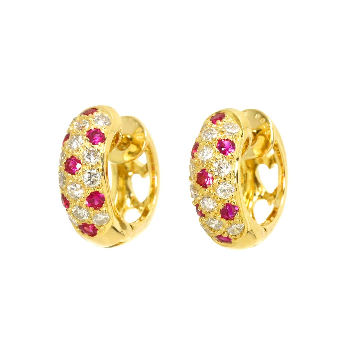 ルビー 0.25ct/0.25ct ダイヤ 0.27ct/0.27ct ピアス K18 YG イエローゴールド 750 Ruby Earrings Pierced 90312211