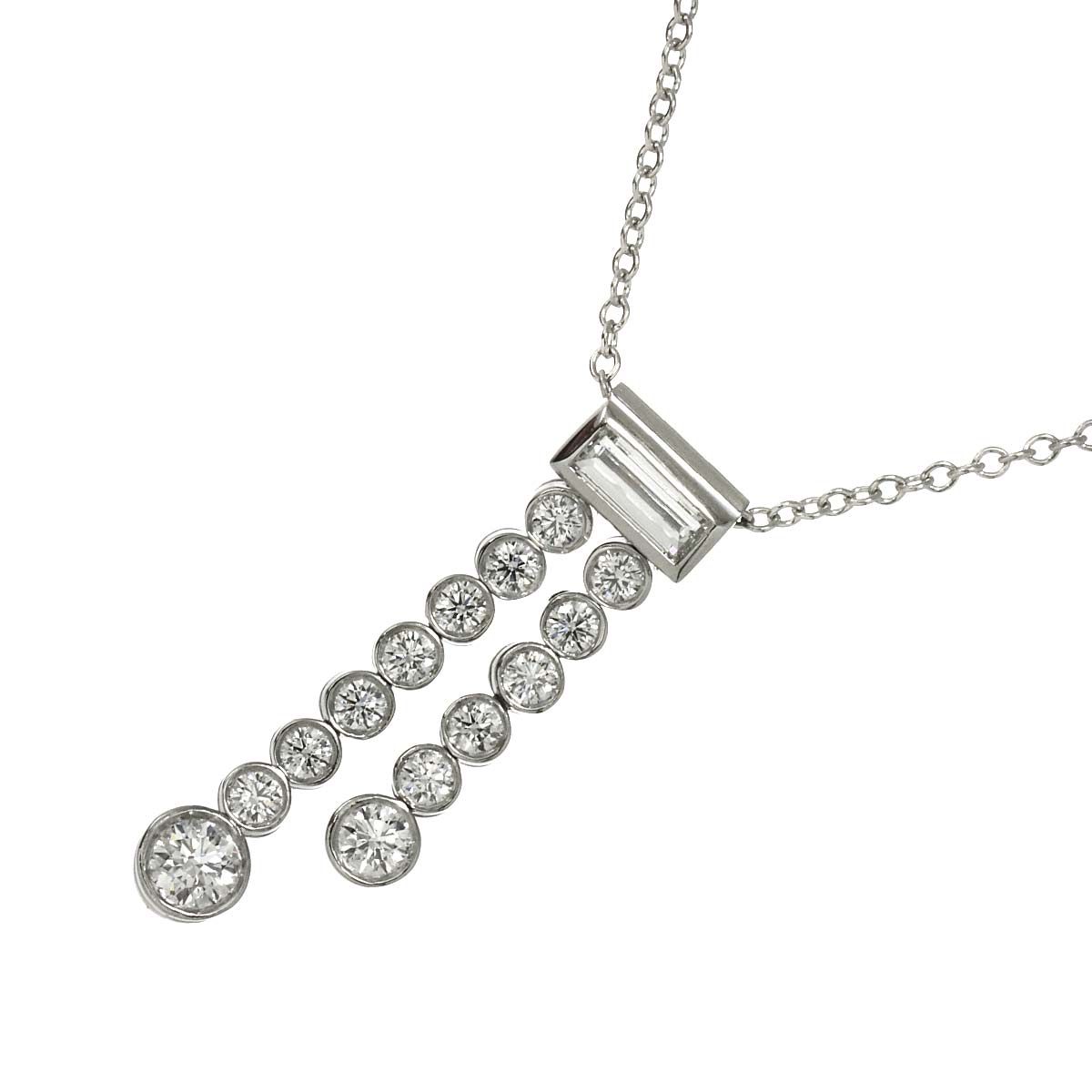 TIFFANY&Co. ジャズ ダブル ドロップ ネックレス ダイヤ 41cm Pt プラチナ Jazz Diamond Necklace ティファニー 90307900