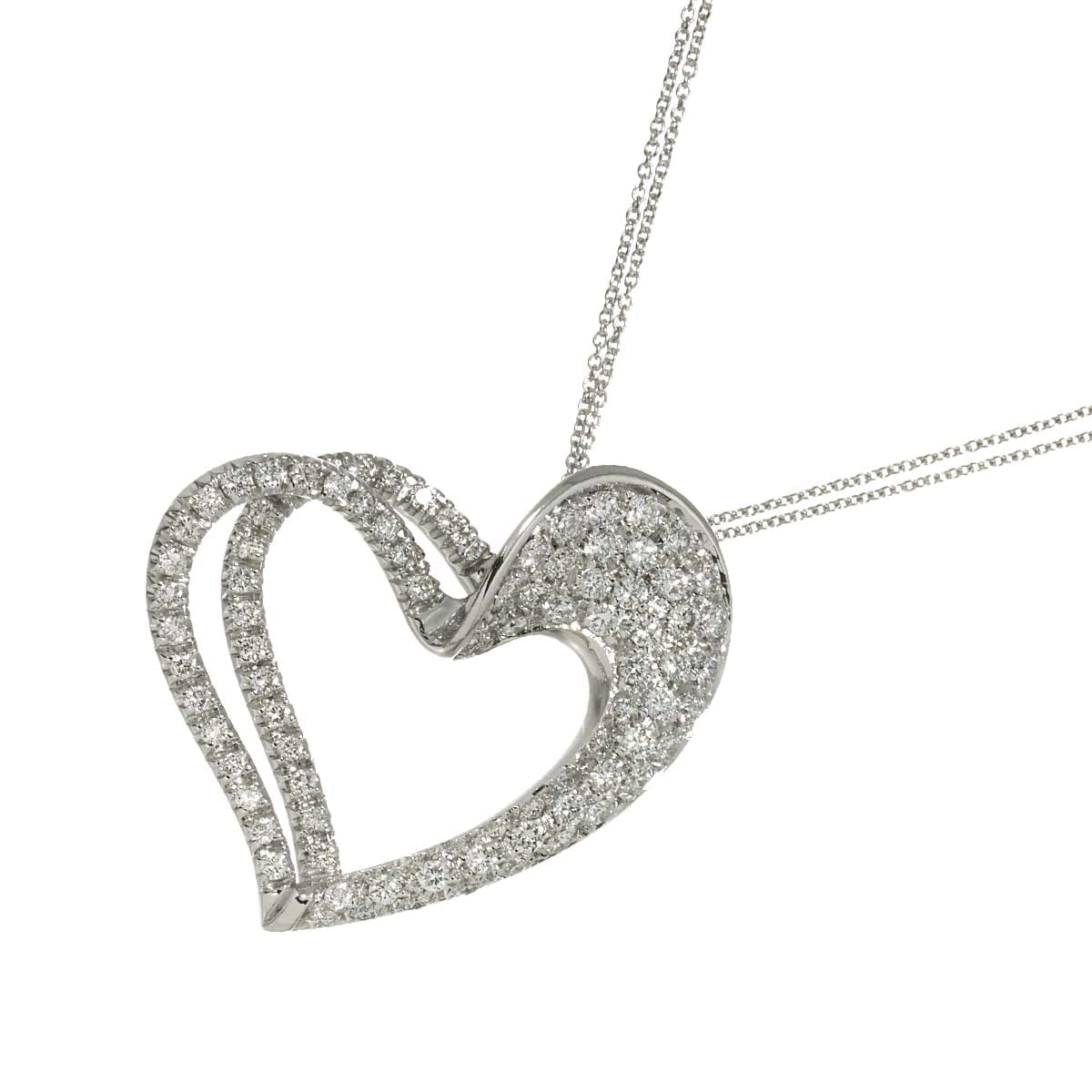Ponte Vecchio ダイヤ 1.60ct ネックレス 43cm K18 WG ホワイトゴールド 750 ハート Diamond Necklace ポンテヴェキオ 90310724