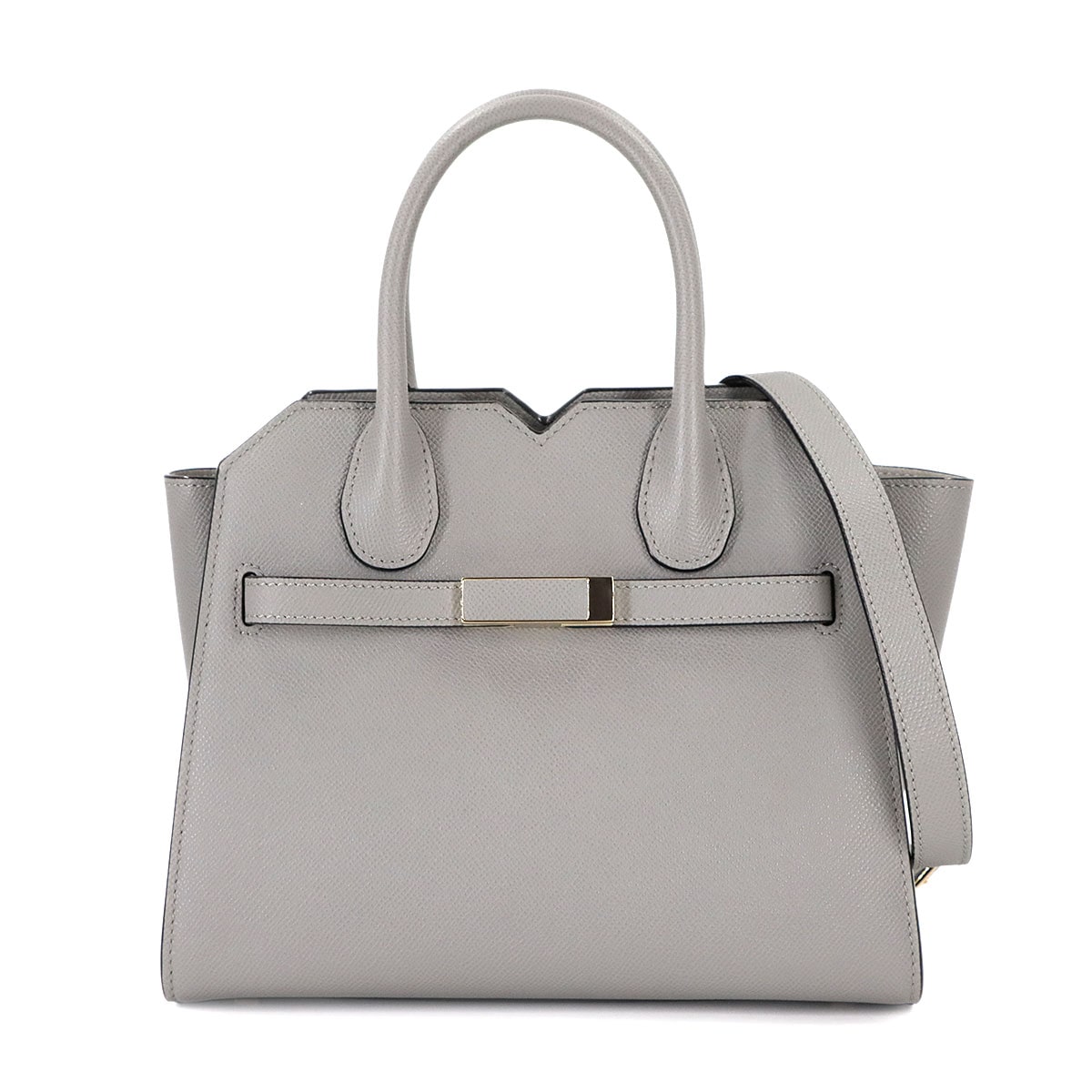 Valextra 2ハンドル ミラノ ミニ 2way ハンド ショルダー バッグ レザー セメントグレー WBMI0006010 Milano Mini ヴァレクストラ 90310943