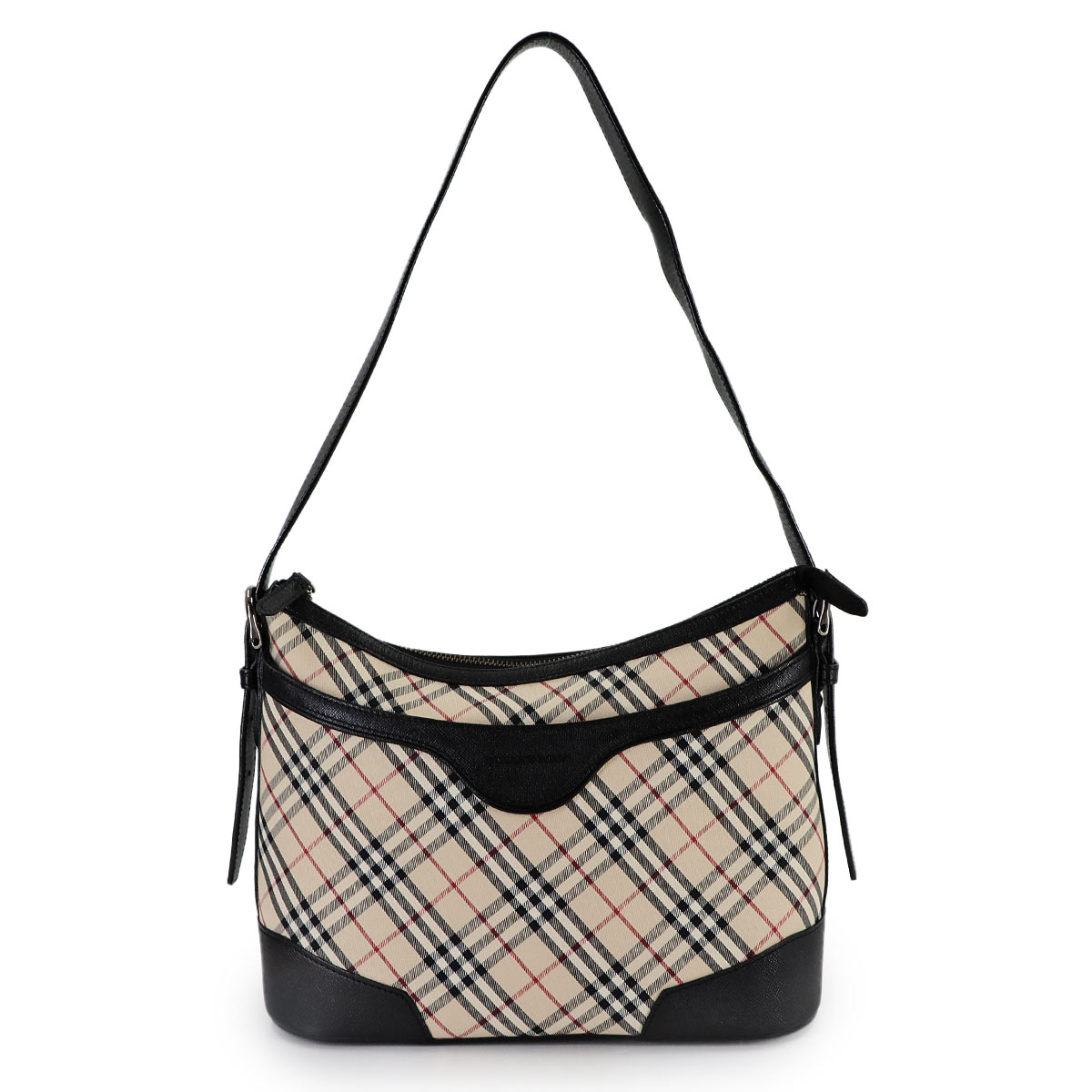 BURBERRY ノバチェック ワンショルダー バッグ キャンバス レザー ベージュ ブラック Shoulder Bag バーバリー 90312060