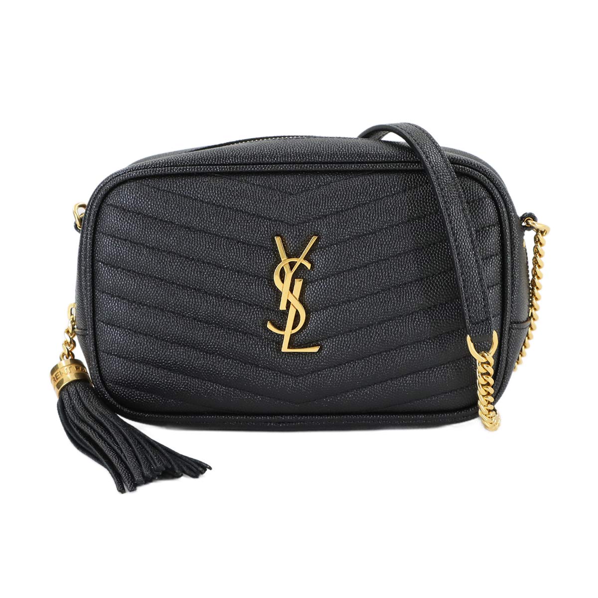 SAINT LAURENT ルー チェーン ショルダー バッグ レザー ブラック 612579 Lou Shoulder Bag サンローラン 90312360