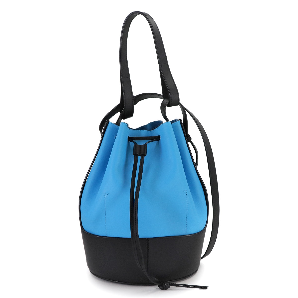 LOEWE バルーン ミディアム 2way ハンド ショルダー バッグ レザー ブルー ブラック Balloon Bag ロエベ 90312362