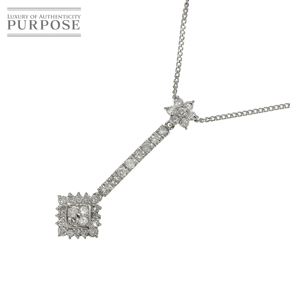 ダイヤ 0.50ct ネックレス 40.5cm Pt プラチナ Diamond Necklace 90312186